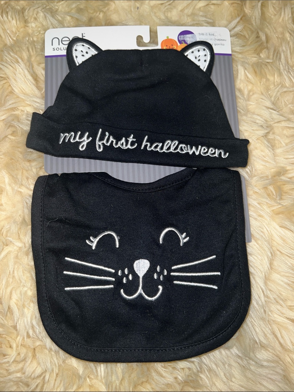 Next Solutions Baby Black Cat Costume "My First Halloween" Hat & Bib Set